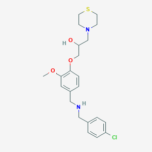 molecular formula C22H29ClN2O3S B6123901 1-(4-{[(4-chlorobenzyl)amino]methyl}-2-methoxyphenoxy)-3-(4-thiomorpholinyl)-2-propanol 