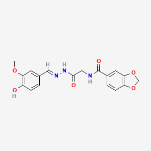 molecular formula C18H17N3O6 B6123907 N-{2-[2-(4-hydroxy-3-methoxybenzylidene)hydrazino]-2-oxoethyl}-1,3-benzodioxole-5-carboxamide 
