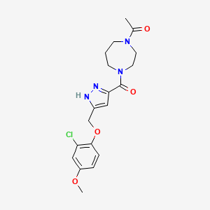 molecular formula C19H23ClN4O4 B6123912 1-acetyl-4-({5-[(2-chloro-4-methoxyphenoxy)methyl]-1H-pyrazol-3-yl}carbonyl)-1,4-diazepane 