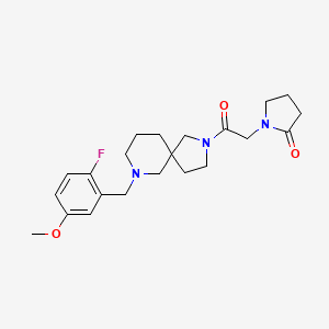 molecular formula C22H30FN3O3 B6123942 1-{2-[7-(2-fluoro-5-methoxybenzyl)-2,7-diazaspiro[4.5]dec-2-yl]-2-oxoethyl}-2-pyrrolidinone 