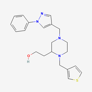 molecular formula C21H26N4OS B6123950 2-[4-[(1-phenyl-1H-pyrazol-4-yl)methyl]-1-(3-thienylmethyl)-2-piperazinyl]ethanol 