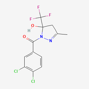 molecular formula C12H9Cl2F3N2O2 B6123961 1-(3,4-dichlorobenzoyl)-3-methyl-5-(trifluoromethyl)-4,5-dihydro-1H-pyrazol-5-ol 