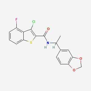 molecular formula C18H13ClFNO3S B6123976 N-[1-(1,3-benzodioxol-5-yl)ethyl]-3-chloro-4-fluoro-1-benzothiophene-2-carboxamide 
