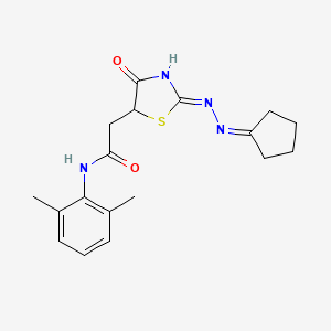 2-[2-(cyclopentylidenehydrazono)-4-hydroxy-2,5-dihydro-1,3-thiazol-5-yl]-N-(2,6-dimethylphenyl)acetamide
