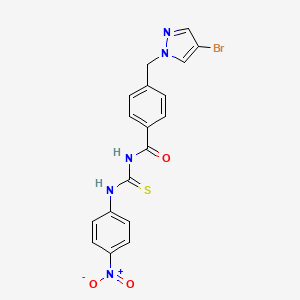 molecular formula C18H14BrN5O3S B6124007 4-[(4-bromo-1H-pyrazol-1-yl)methyl]-N-{[(4-nitrophenyl)amino]carbonothioyl}benzamide 