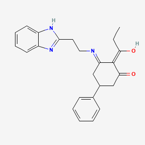 molecular formula C24H25N3O2 B6124010 3-{[2-(1H-benzimidazol-2-yl)ethyl]amino}-5-phenyl-2-propionylcyclohex-2-en-1-one 