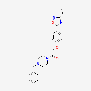 molecular formula C23H26N4O3 B6124044 1-benzyl-4-{[4-(3-ethyl-1,2,4-oxadiazol-5-yl)phenoxy]acetyl}piperazine 
