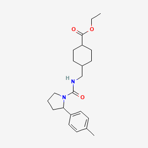 molecular formula C22H32N2O3 B6124051 ethyl 4-[({[2-(4-methylphenyl)-1-pyrrolidinyl]carbonyl}amino)methyl]cyclohexanecarboxylate 