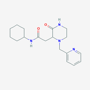 molecular formula C18H26N4O2 B6124058 N-cyclohexyl-2-[3-oxo-1-(2-pyridinylmethyl)-2-piperazinyl]acetamide 