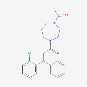 molecular formula C22H25ClN2O2 B6124064 1-acetyl-4-[3-(2-chlorophenyl)-3-phenylpropanoyl]-1,4-diazepane 