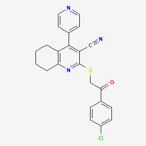 molecular formula C23H18ClN3OS B6124078 2-{[2-(4-chlorophenyl)-2-oxoethyl]thio}-4-(4-pyridinyl)-5,6,7,8-tetrahydro-3-quinolinecarbonitrile 