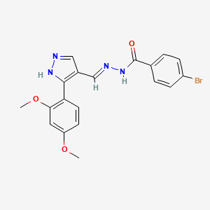 molecular formula C19H17BrN4O3 B6124138 4-bromo-N'-{[3-(2,4-dimethoxyphenyl)-1H-pyrazol-4-yl]methylene}benzohydrazide 