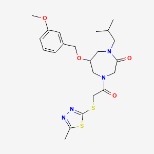 molecular formula C22H30N4O4S2 B6124238 1-isobutyl-6-[(3-methoxybenzyl)oxy]-4-{[(5-methyl-1,3,4-thiadiazol-2-yl)thio]acetyl}-1,4-diazepan-2-one 