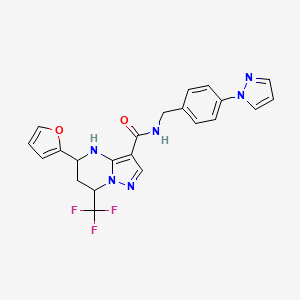 molecular formula C22H19F3N6O2 B6124248 5-(2-furyl)-N-[4-(1H-pyrazol-1-yl)benzyl]-7-(trifluoromethyl)-4,5,6,7-tetrahydropyrazolo[1,5-a]pyrimidine-3-carboxamide 