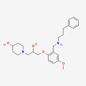 molecular formula C25H36N2O4 B6124278 1-[2-hydroxy-3-(4-methoxy-2-{[(3-phenylpropyl)amino]methyl}phenoxy)propyl]-4-piperidinol 
