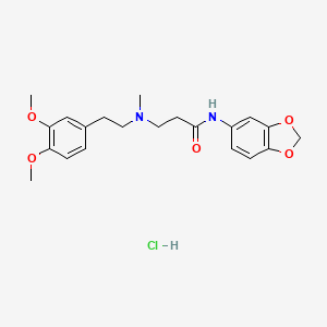 molecular formula C21H27ClN2O5 B6124304 N~1~-1,3-benzodioxol-5-yl-N~3~-[2-(3,4-dimethoxyphenyl)ethyl]-N~3~-methyl-beta-alaninamide hydrochloride 