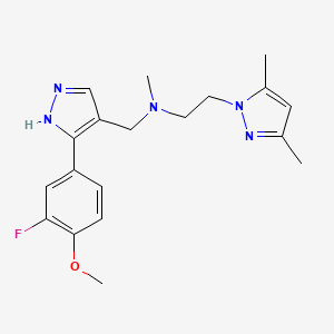 molecular formula C19H24FN5O B6124371 2-(3,5-dimethyl-1H-pyrazol-1-yl)-N-{[3-(3-fluoro-4-methoxyphenyl)-1H-pyrazol-4-yl]methyl}-N-methylethanamine 