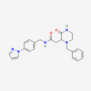 molecular formula C23H25N5O2 B6124380 2-(1-benzyl-3-oxo-2-piperazinyl)-N-[4-(1H-pyrazol-1-yl)benzyl]acetamide 