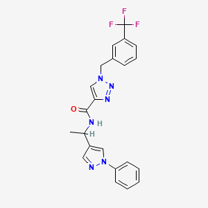 molecular formula C22H19F3N6O B6124454 N-[1-(1-phenyl-1H-pyrazol-4-yl)ethyl]-1-[3-(trifluoromethyl)benzyl]-1H-1,2,3-triazole-4-carboxamide 