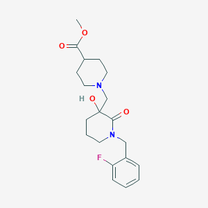 molecular formula C20H27FN2O4 B6124492 methyl 1-{[1-(2-fluorobenzyl)-3-hydroxy-2-oxo-3-piperidinyl]methyl}-4-piperidinecarboxylate 