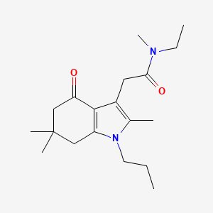 molecular formula C19H30N2O2 B6124494 N-ethyl-N-methyl-2-(2,6,6-trimethyl-4-oxo-1-propyl-4,5,6,7-tetrahydro-1H-indol-3-yl)acetamide 