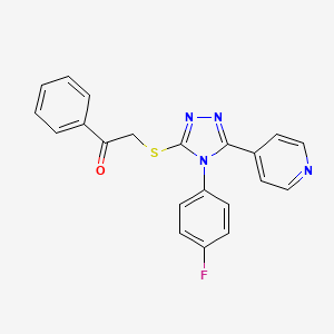 molecular formula C21H15FN4OS B6124497 2-{[4-(4-fluorophenyl)-5-(4-pyridinyl)-4H-1,2,4-triazol-3-yl]thio}-1-phenylethanone 