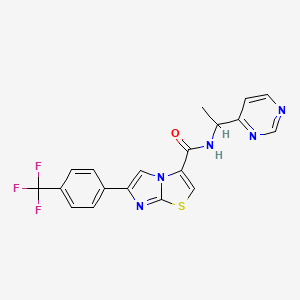 molecular formula C19H14F3N5OS B6124504 N-[1-(4-pyrimidinyl)ethyl]-6-[4-(trifluoromethyl)phenyl]imidazo[2,1-b][1,3]thiazole-3-carboxamide 