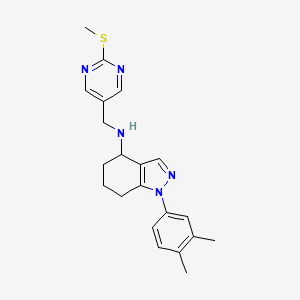molecular formula C21H25N5S B6124508 1-(3,4-dimethylphenyl)-N-{[2-(methylthio)-5-pyrimidinyl]methyl}-4,5,6,7-tetrahydro-1H-indazol-4-amine 