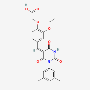 molecular formula C23H22N2O7 B6124548 (4-{[1-(3,5-dimethylphenyl)-2,4,6-trioxotetrahydro-5(2H)-pyrimidinylidene]methyl}-2-ethoxyphenoxy)acetic acid 
