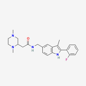 molecular formula C24H29FN4O B6124585 2-(1,4-dimethyl-2-piperazinyl)-N-{[2-(2-fluorophenyl)-3-methyl-1H-indol-5-yl]methyl}acetamide 