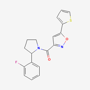 molecular formula C18H15FN2O2S B6124587 3-{[2-(2-fluorophenyl)-1-pyrrolidinyl]carbonyl}-5-(2-thienyl)isoxazole 