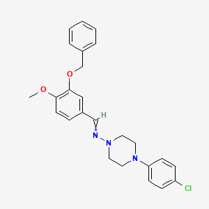 molecular formula C25H26ClN3O2 B6124642 1-[3-(BENZYLOXY)-4-METHOXYPHENYL]-N-[4-(4-CHLOROPHENYL)PIPERAZIN-1-YL]METHANIMINE 