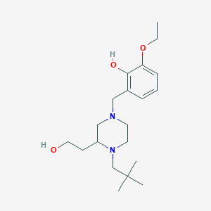 molecular formula C20H34N2O3 B6124669 2-{[4-(2,2-dimethylpropyl)-3-(2-hydroxyethyl)-1-piperazinyl]methyl}-6-ethoxyphenol 
