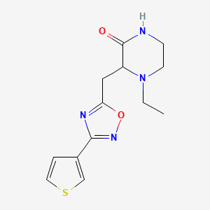 molecular formula C13H16N4O2S B6124682 4-ethyl-3-{[3-(3-thienyl)-1,2,4-oxadiazol-5-yl]methyl}-2-piperazinone trifluoroacetate 