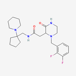 molecular formula C24H34F2N4O2 B6124684 2-[1-(2,3-difluorobenzyl)-3-oxo-2-piperazinyl]-N-{[1-(1-piperidinyl)cyclopentyl]methyl}acetamide 