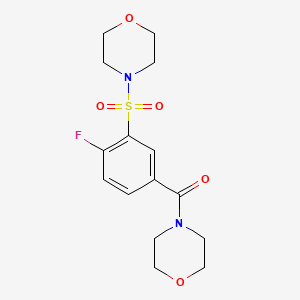 molecular formula C15H19FN2O5S B6124691 4-{[2-fluoro-5-(4-morpholinylcarbonyl)phenyl]sulfonyl}morpholine 