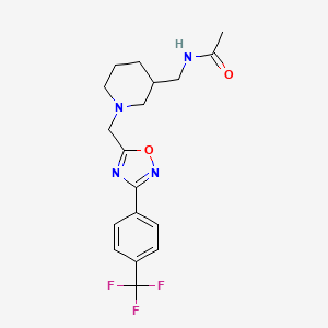 molecular formula C18H21F3N4O2 B6124697 N-{[1-({3-[4-(trifluoromethyl)phenyl]-1,2,4-oxadiazol-5-yl}methyl)-3-piperidinyl]methyl}acetamide 