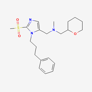 molecular formula C21H31N3O3S B6124716 N-methyl-1-[2-(methylsulfonyl)-1-(3-phenylpropyl)-1H-imidazol-5-yl]-N-(tetrahydro-2H-pyran-2-ylmethyl)methanamine 