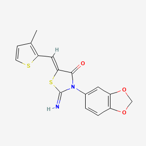 molecular formula C16H12N2O3S2 B6124728 3-(1,3-benzodioxol-5-yl)-2-imino-5-[(3-methyl-2-thienyl)methylene]-1,3-thiazolidin-4-one 