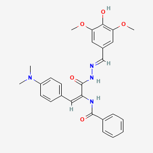 molecular formula C27H28N4O5 B6124764 N-(2-[4-(dimethylamino)phenyl]-1-{[2-(4-hydroxy-3,5-dimethoxybenzylidene)hydrazino]carbonyl}vinyl)benzamide 