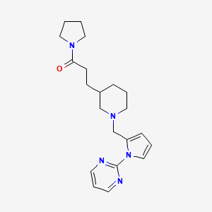 molecular formula C21H29N5O B6124806 2-[2-({3-[3-oxo-3-(1-pyrrolidinyl)propyl]-1-piperidinyl}methyl)-1H-pyrrol-1-yl]pyrimidine 
