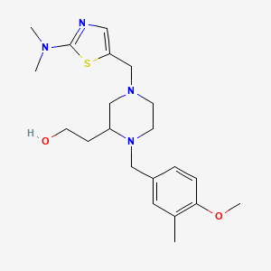 molecular formula C21H32N4O2S B6124813 2-[4-{[2-(dimethylamino)-1,3-thiazol-5-yl]methyl}-1-(4-methoxy-3-methylbenzyl)-2-piperazinyl]ethanol 
