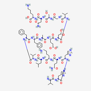 molecular formula C₈₉H₁₃₅N₂₅O₂₅ B612483 (2S)-6-氨基-2-[[(2S)-4-氨基-2-[[(2S)-2-[[2-[[(2S)-2-[[(2S)-2-[[(2S)-2-[[(2S)-2-[[(2S)-2-[[(2S)-2-[[(2S)-2-[[(2S)-2-[[(2S)-2-[[(2S)-6-氨基-2-[[(2S)-5-氨基-2-[[(2S)-2-[[(2S)-2-[[(2S)-2-氨基-3-甲基丁酰]氨基]-3-(1H-咪唑-4-基)丙酰]氨基]-3-(1H-咪唑-4-基)丙酰]氨基]-5-氧代戊酰]氨基]己酰]氨基]-4-甲基戊酰]氨基]-3-甲基丁酰]氨基]-3-苯基丙酰]氨基]-3-苯基丙酰]氨基]丙酰]氨基]-4-羧基丁酰]氨基]-3-羧基丙酰]氨基]-3-甲基丁酰]氨基]乙酰]氨基]-3-羟基丙酰]氨基]-4-氧代丁酰]氨基]己酸 CAS No. 107015-83-8