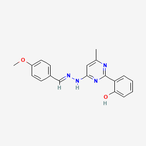 molecular formula C19H18N4O2 B6124843 4-methoxybenzaldehyde [2-(2-hydroxyphenyl)-6-methyl-4-pyrimidinyl]hydrazone 