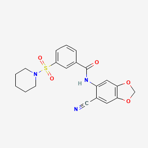 molecular formula C20H19N3O5S B6124928 N-(6-cyano-1,3-benzodioxol-5-yl)-3-(piperidin-1-ylsulfonyl)benzamide 