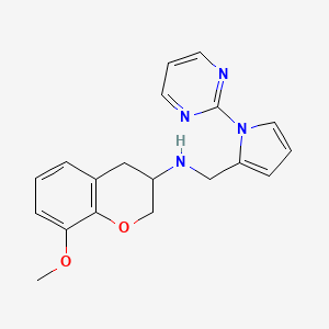 molecular formula C19H20N4O2 B6124941 (8-methoxy-3,4-dihydro-2H-chromen-3-yl){[1-(2-pyrimidinyl)-1H-pyrrol-2-yl]methyl}amine 