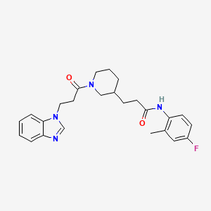 molecular formula C25H29FN4O2 B6124986 3-{1-[3-(1H-benzimidazol-1-yl)propanoyl]-3-piperidinyl}-N-(4-fluoro-2-methylphenyl)propanamide 