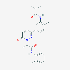molecular formula C25H28N4O3 B6125012 2-[3-[3-(isobutyrylamino)-4-methylphenyl]-6-oxo-1(6H)-pyridazinyl]-N-(2-methylphenyl)propanamide 