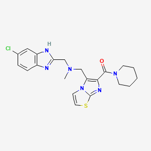 molecular formula C21H23ClN6OS B6125019 1-(5-chloro-1H-benzimidazol-2-yl)-N-methyl-N-{[6-(1-piperidinylcarbonyl)imidazo[2,1-b][1,3]thiazol-5-yl]methyl}methanamine 