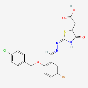 molecular formula C19H15BrClN3O4S B6125029 [2-({5-bromo-2-[(4-chlorobenzyl)oxy]benzylidene}hydrazono)-4-oxo-1,3-thiazolidin-5-yl]acetic acid 
